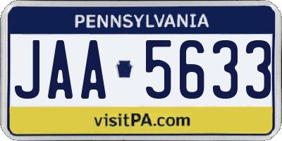 PA license plate JAA5633