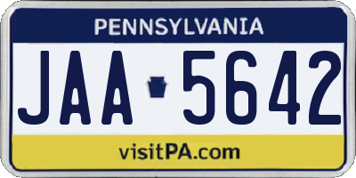 PA license plate JAA5642