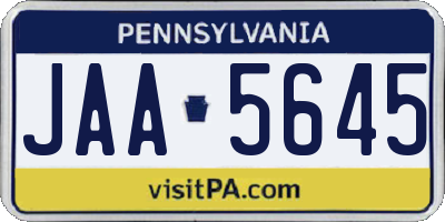 PA license plate JAA5645