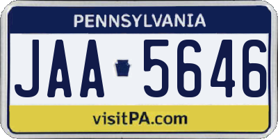PA license plate JAA5646