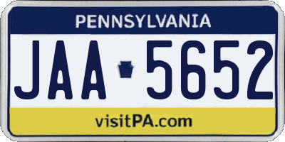 PA license plate JAA5652