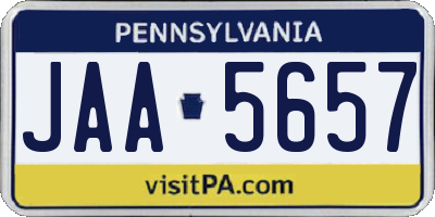 PA license plate JAA5657