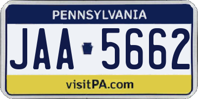 PA license plate JAA5662