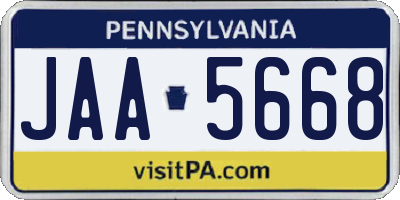 PA license plate JAA5668