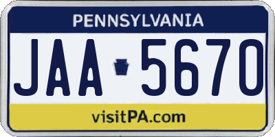 PA license plate JAA5670