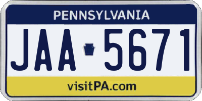 PA license plate JAA5671