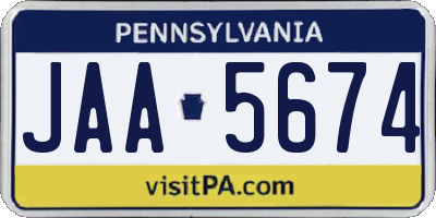 PA license plate JAA5674