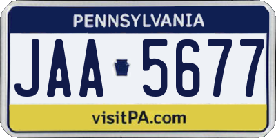 PA license plate JAA5677