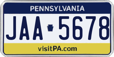 PA license plate JAA5678