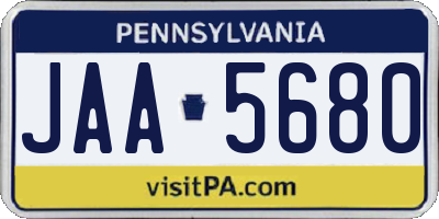 PA license plate JAA5680