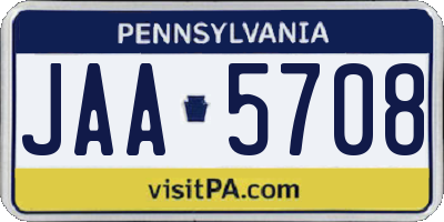 PA license plate JAA5708