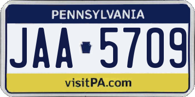 PA license plate JAA5709