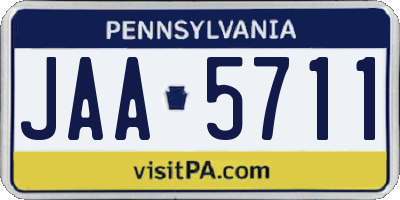 PA license plate JAA5711