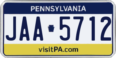 PA license plate JAA5712