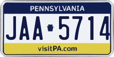 PA license plate JAA5714