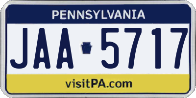 PA license plate JAA5717