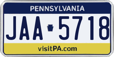 PA license plate JAA5718
