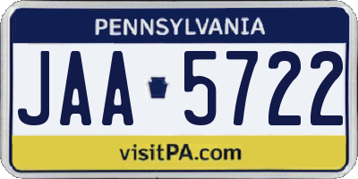 PA license plate JAA5722