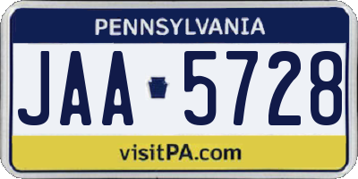 PA license plate JAA5728