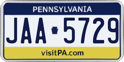 PA license plate JAA5729