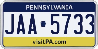 PA license plate JAA5733