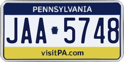 PA license plate JAA5748