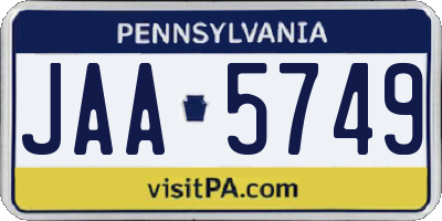 PA license plate JAA5749