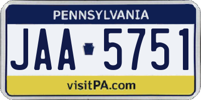 PA license plate JAA5751