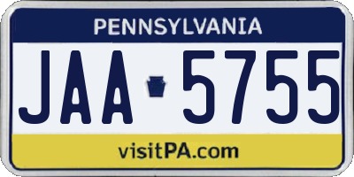 PA license plate JAA5755