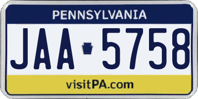 PA license plate JAA5758