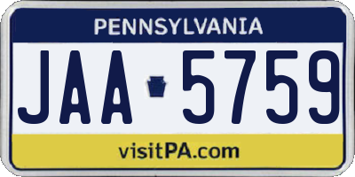 PA license plate JAA5759