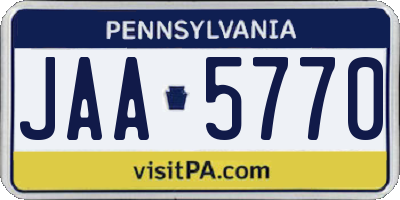 PA license plate JAA5770
