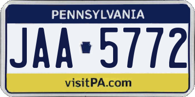 PA license plate JAA5772