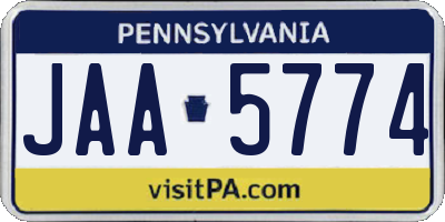 PA license plate JAA5774