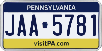PA license plate JAA5781