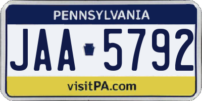 PA license plate JAA5792
