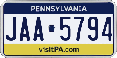 PA license plate JAA5794