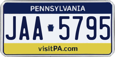 PA license plate JAA5795