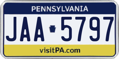 PA license plate JAA5797