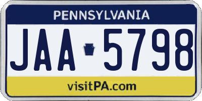 PA license plate JAA5798