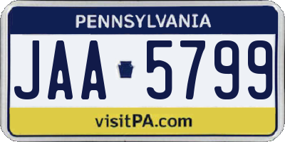 PA license plate JAA5799