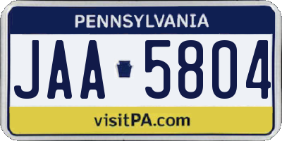 PA license plate JAA5804