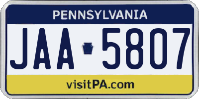 PA license plate JAA5807