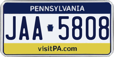 PA license plate JAA5808