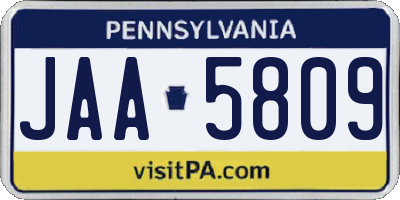 PA license plate JAA5809