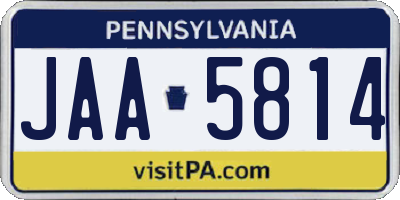 PA license plate JAA5814