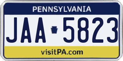 PA license plate JAA5823