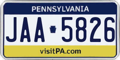 PA license plate JAA5826