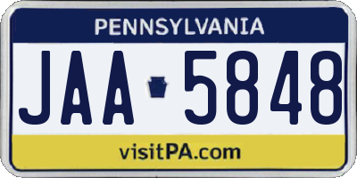 PA license plate JAA5848