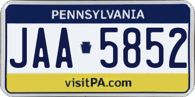 PA license plate JAA5852